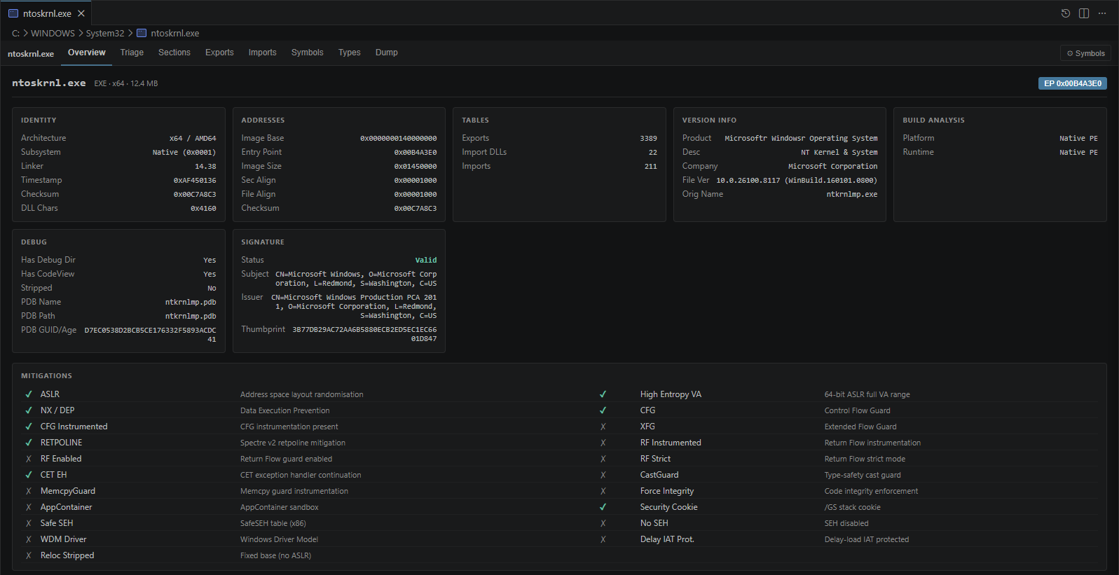 RESX VS Code binary analysis overview